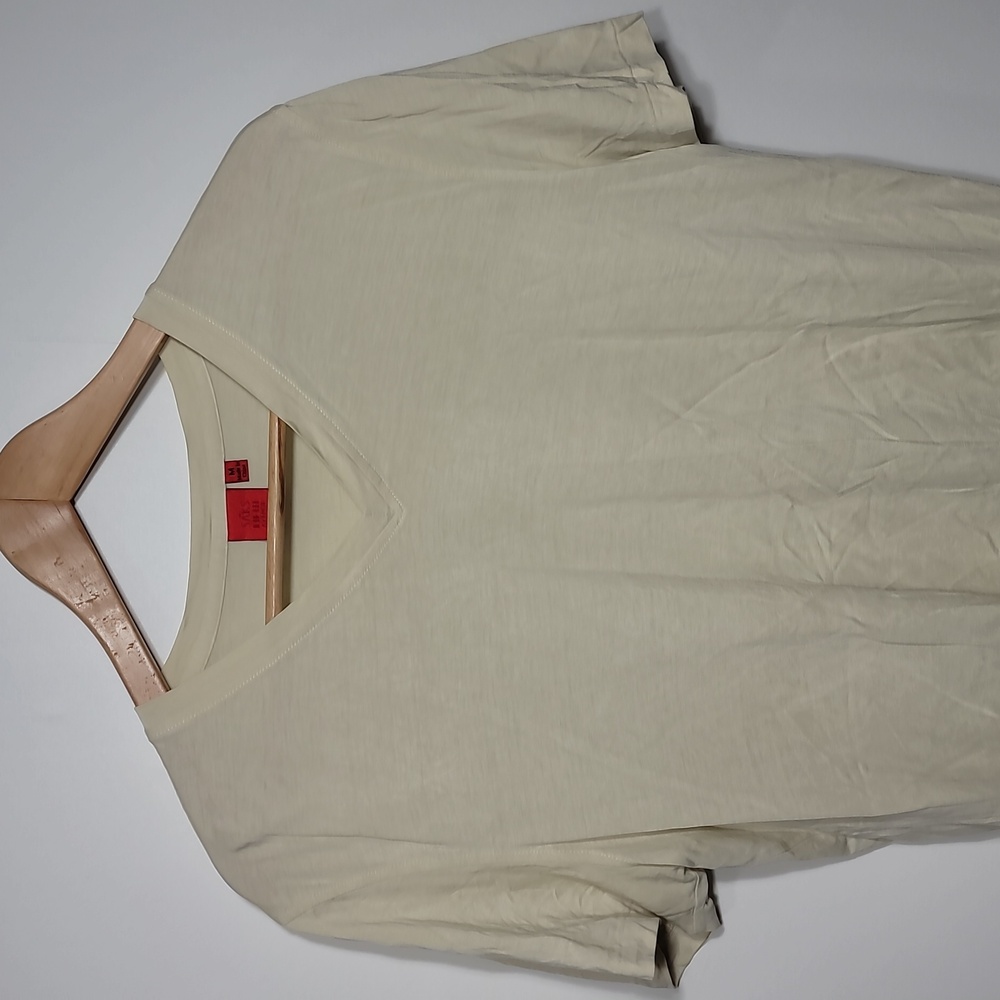 Saks Fifth Avenue Silk Blend Men's Beige V-Neck T-Shirt